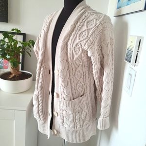 Abercrombie & Fitch Boyfriend Oversized Cardigan Sweater Fishermen's knit Size S